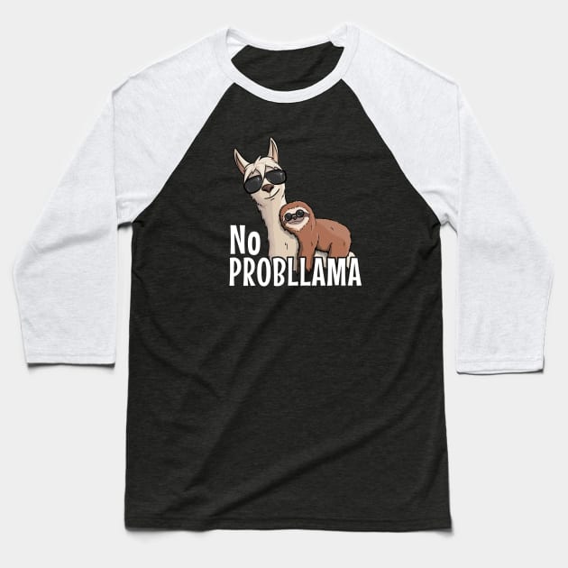 Sloth Riding Llama No ProbLLama Baseball T-Shirt by SkizzenMonster